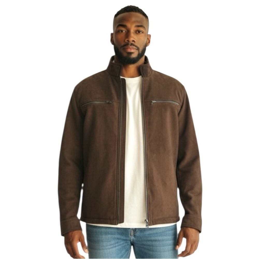 Vintage ALF Brown Microsuede Fleece Zip Up Jacket - Wind Proof - Men’s Small